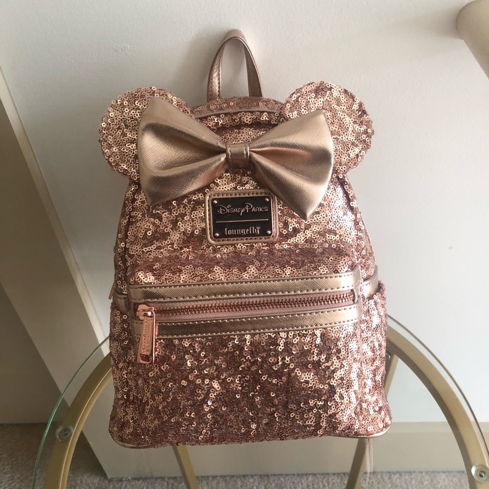 NWT Rose Gold Sequin Disney x Loungefly Backpack